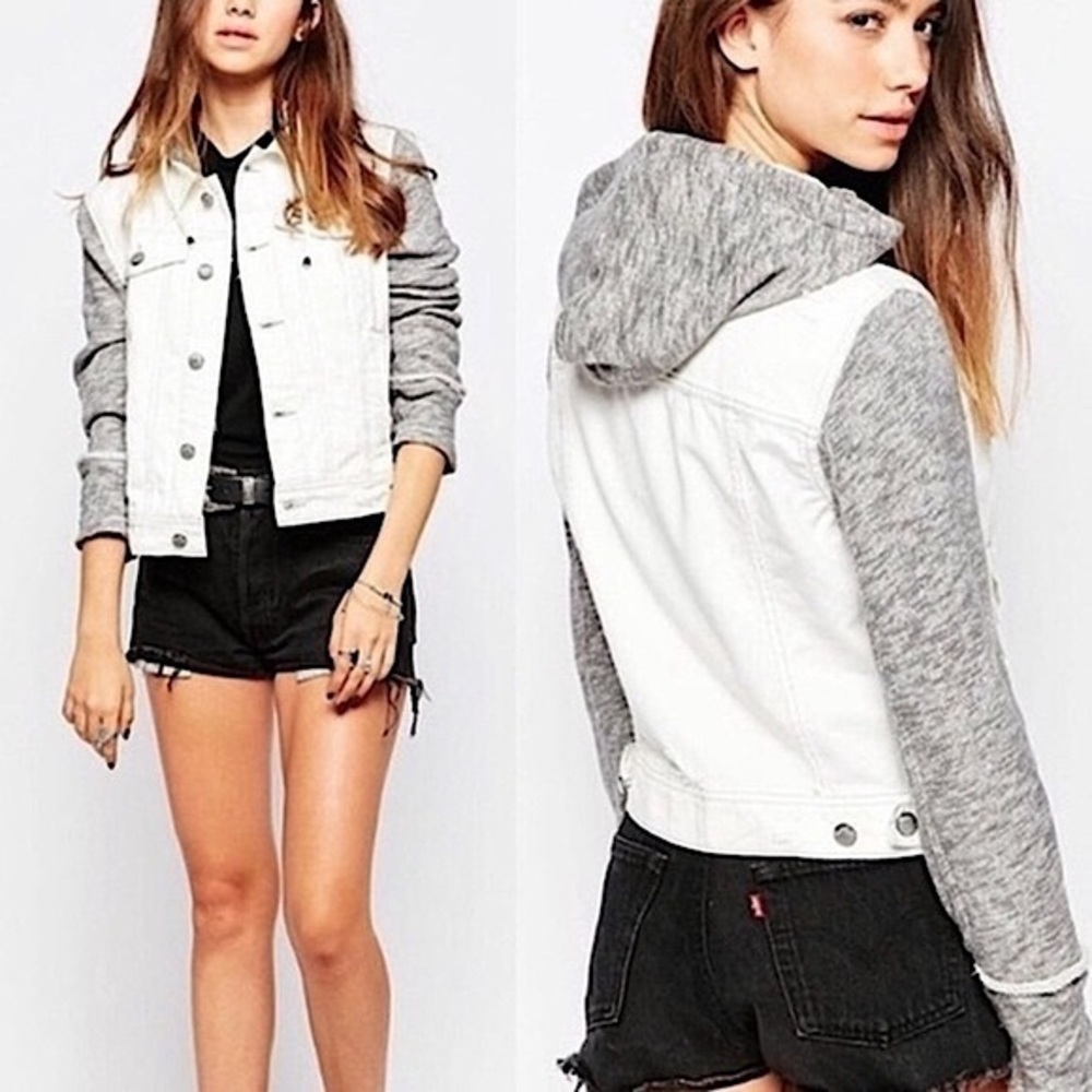 *SOLD* Free People Distressed Hooded Jean Jacket Size: XS